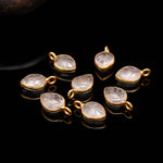 Load image into Gallery viewer, Natural Rose Quartz Leaf Shape Pendant 15mm, 925 Sterling Silver Gold Plated Charms For Making DIY Jewelry