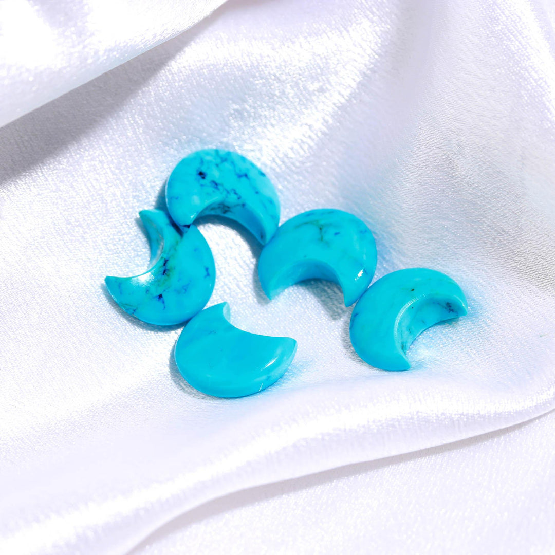 Blue Turquoise Smooth Moon Shape Beads18 MM, Hand Carved Cresent Moon Briolette's for Jewelry Making