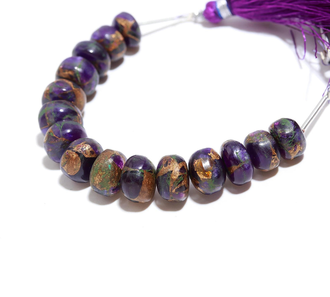 AAA Copper Amethyst Smooth Beads, Copper Amethyst Smooth Rondelle Beads, 9-10 MM Healing Gemstone Beads for Jewelry, Amethyst Loose Beads