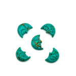 Load image into Gallery viewer, Hand Carved Copper Turquoise Moon Face Charm: Green Gemstone (18X13 MM)