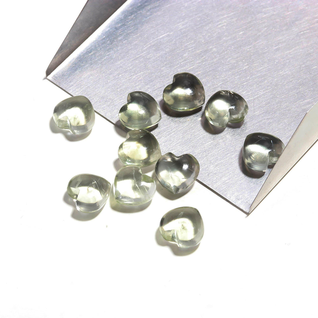 Natural Green Amethyst Smooth Heart Shape Beads, AAA Amethyst Jewelry Making Loose Heart Beads, Wholesale Beads, 12 MM