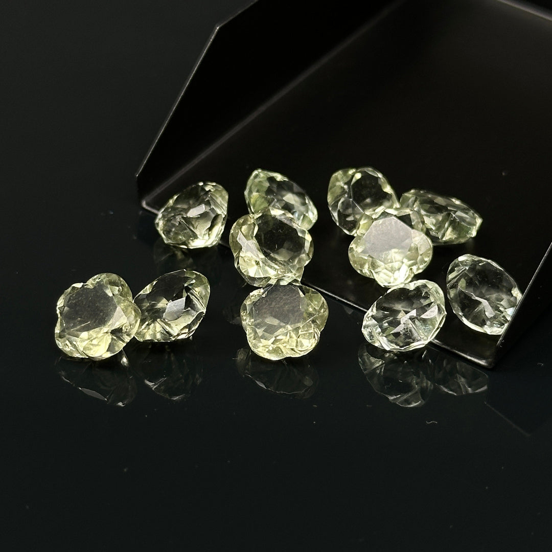 Natural Green Amethyst Flower Shape Faceted Gemstone, Flower Shape Carving Cut Stones For Jewelry Making, 10 MM Clear Visible Crystal Beads