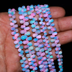 Load image into Gallery viewer, Pink &amp; Blue Ethiopian Opal Drop Shape Beads, AAA Fire Ethiopian Opal Smooth Drop Beads, 5-7 MM Jewelry Making Gemstone Beads