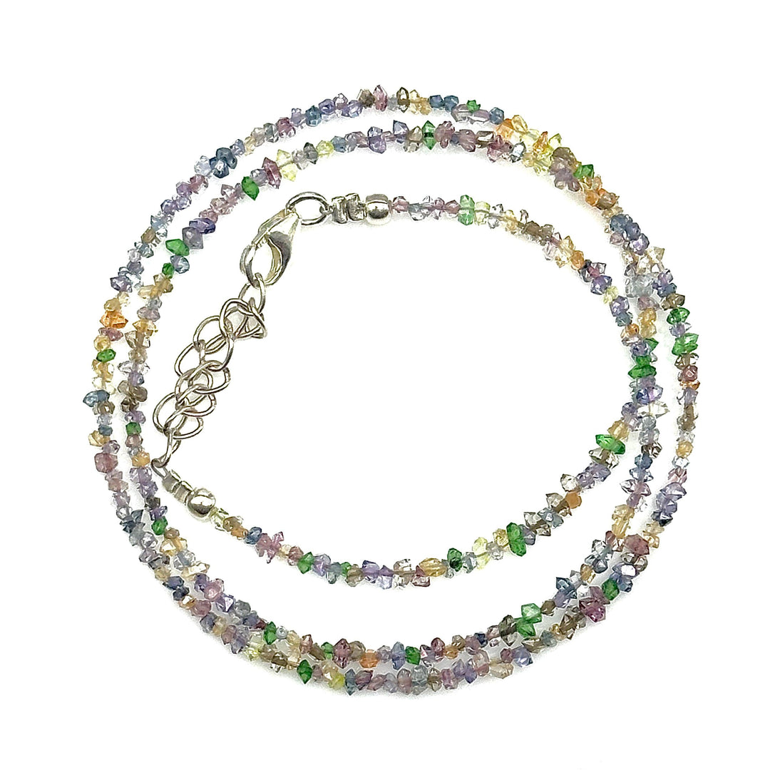 Herkimer Diamond Necklace: Raw Gemstone Beads, Sterling Silver (16 inches)