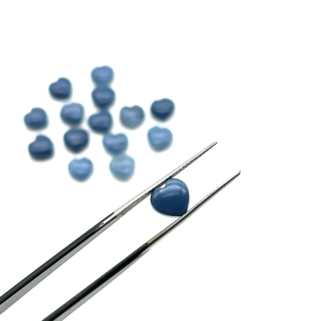 Blue Opal Heart Beads: Carved Gemstone Charms, 8mm
