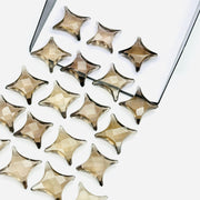 Natural Smokey Quartz Ninja Star Shape Carving Beads, Fancy Star Shape Gemstone Beads, 11X15 MM Jewelry Making Star Shape Briolettes Beads