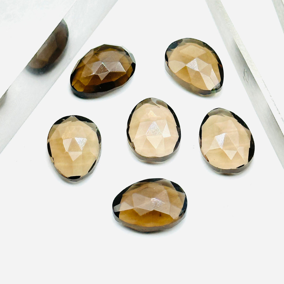 2,3,4,5pcs A-one Quality smokey quartz freeform Rosecut, faceted rosecut, gemstone for jewelry, jewelry making rosecut 10X14 mm