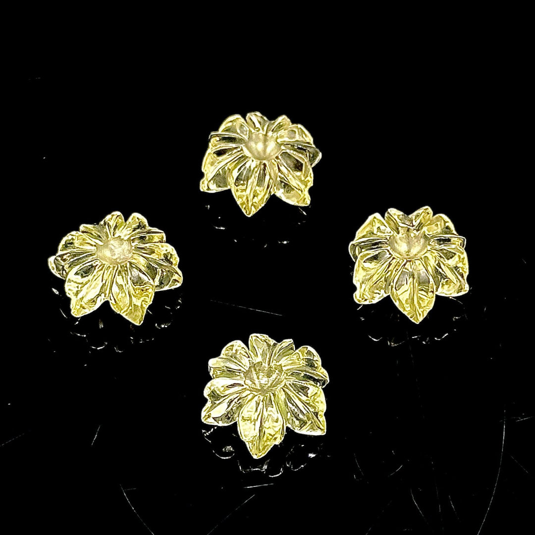 Natural Lemon Quartz Flower Shape Gemstone, AAA Natural Lemon Quartz Flower Carving Stone, Hand Carved Mini Flower Charm for Jewelry, 12 MM