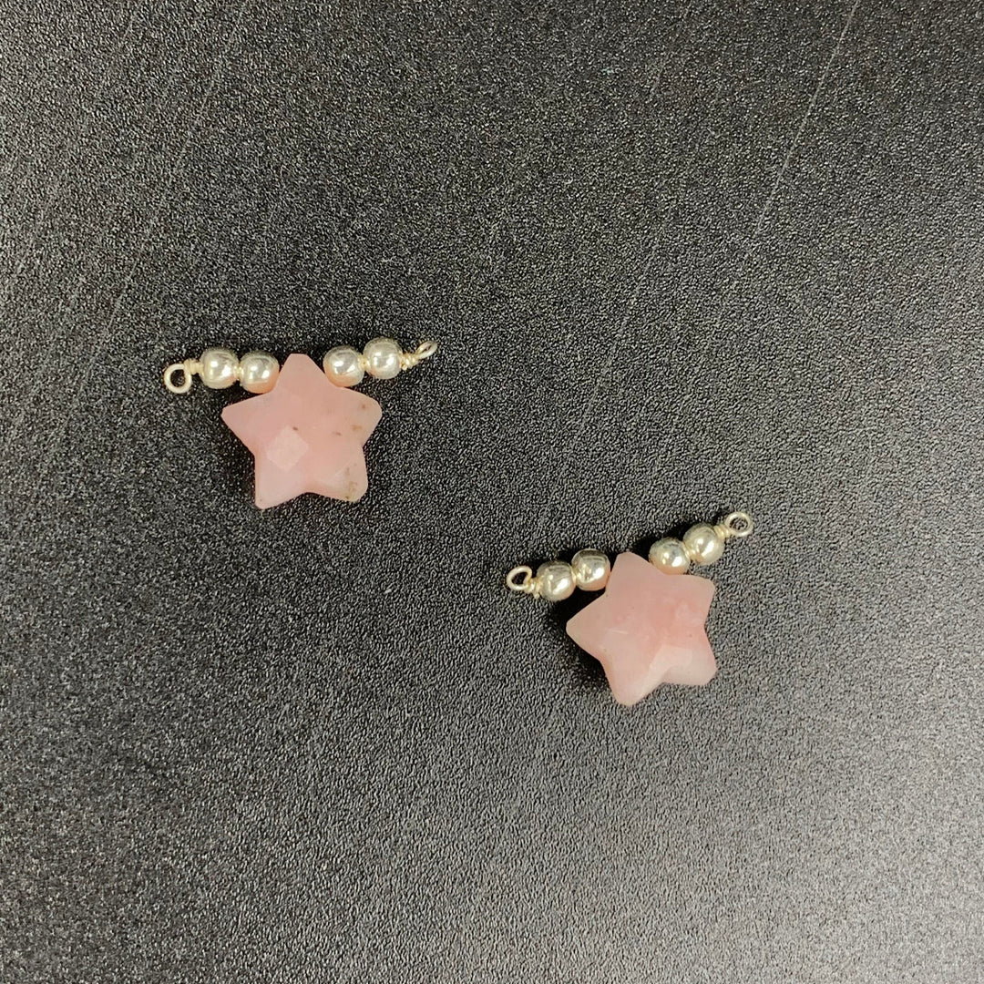 2 pcs Natural Pink Opal Star Shape Gemstone Jewellery Making Charm With 925 Silver, Pendant Charms, Jewellery Making Beads 10 mm (Approx)