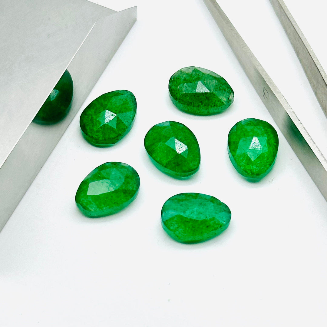 2,3,4,5pcs A-one Quality green strawberry freeform Rosecut, faceted rosecut, gemstone for jewelry, jewelry making rosecut 10X14 mm