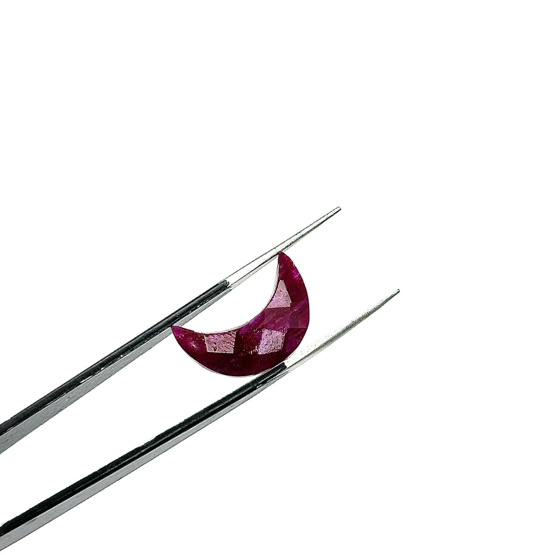 Red Ruby Moon Briolettes: Faceted Gemstone Beads, 17mm