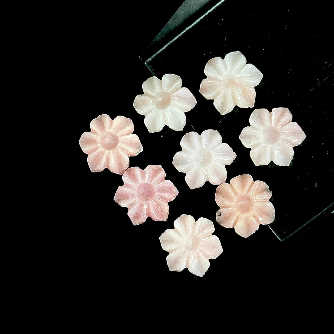Natural Pink Opal Carved Flower Shape Beads, AAA Pink Opal Flower Carving, Pink Flower for Jewelry Making, 12 MM, Floral Gemstone Beads