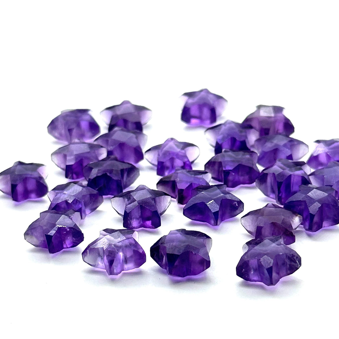 AAA Purple Amethyst Star Shape Briolettes, Natural Amethyst Carved Star Shape Gemstone Beads, Loose Amethyst Star Charms for Jewelry, 10 MM