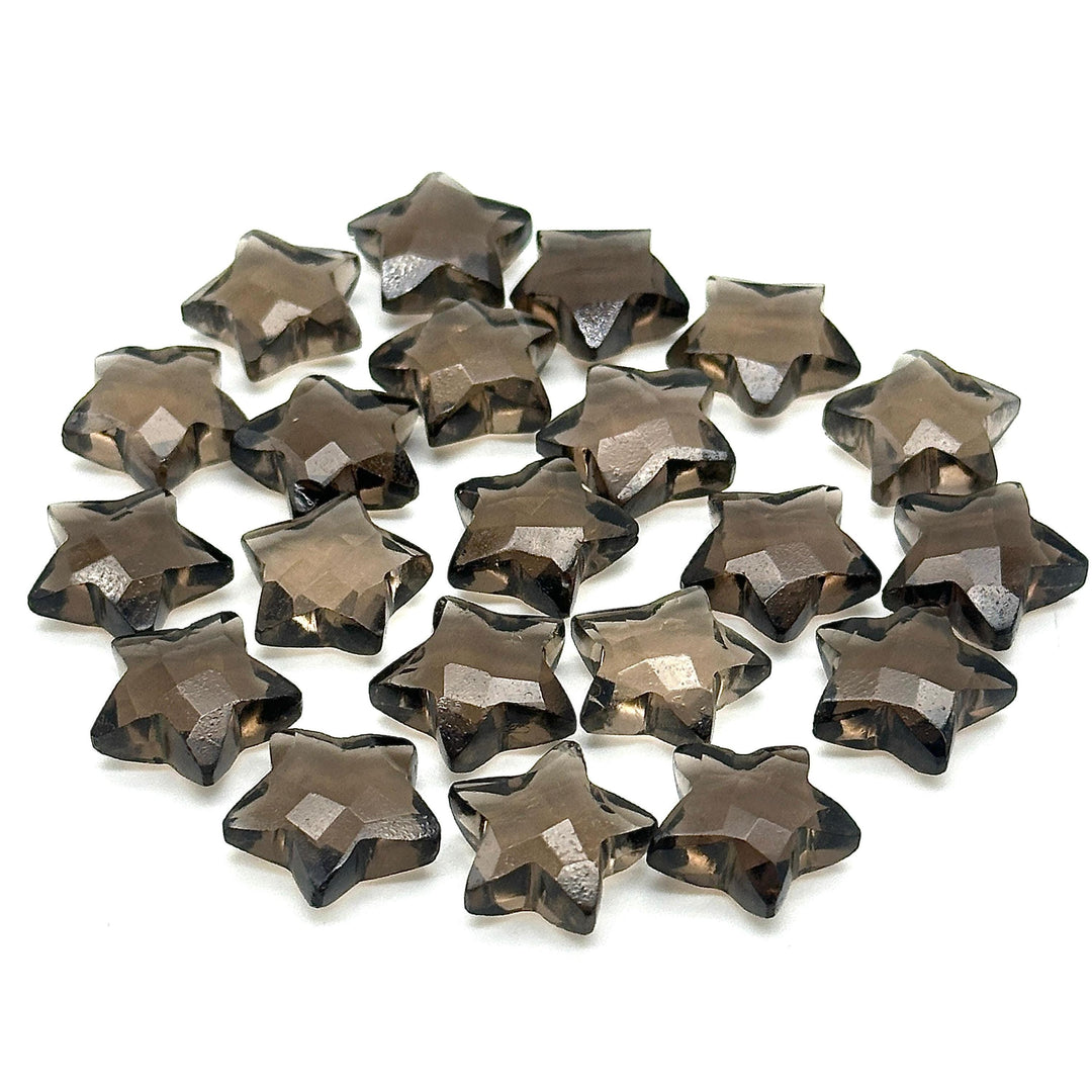 Natural Smokey Quartz Star Shape Briolettes, Smokey Quartz Faceted Star Shape Beads, Fancy Star Stones for Jewelry Making, 15 MM Brown Stars