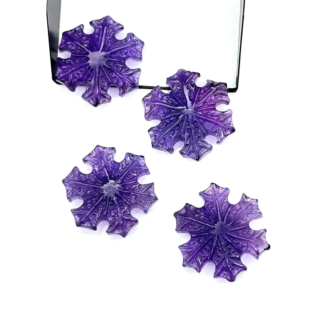 Dazzling Amethyst Snowflakes, 1 pc Natural Amethyst Snowflake Crystals, 27 MM Handmade Snowflake Carvings, Hand Carved Gemstone For Jewelry