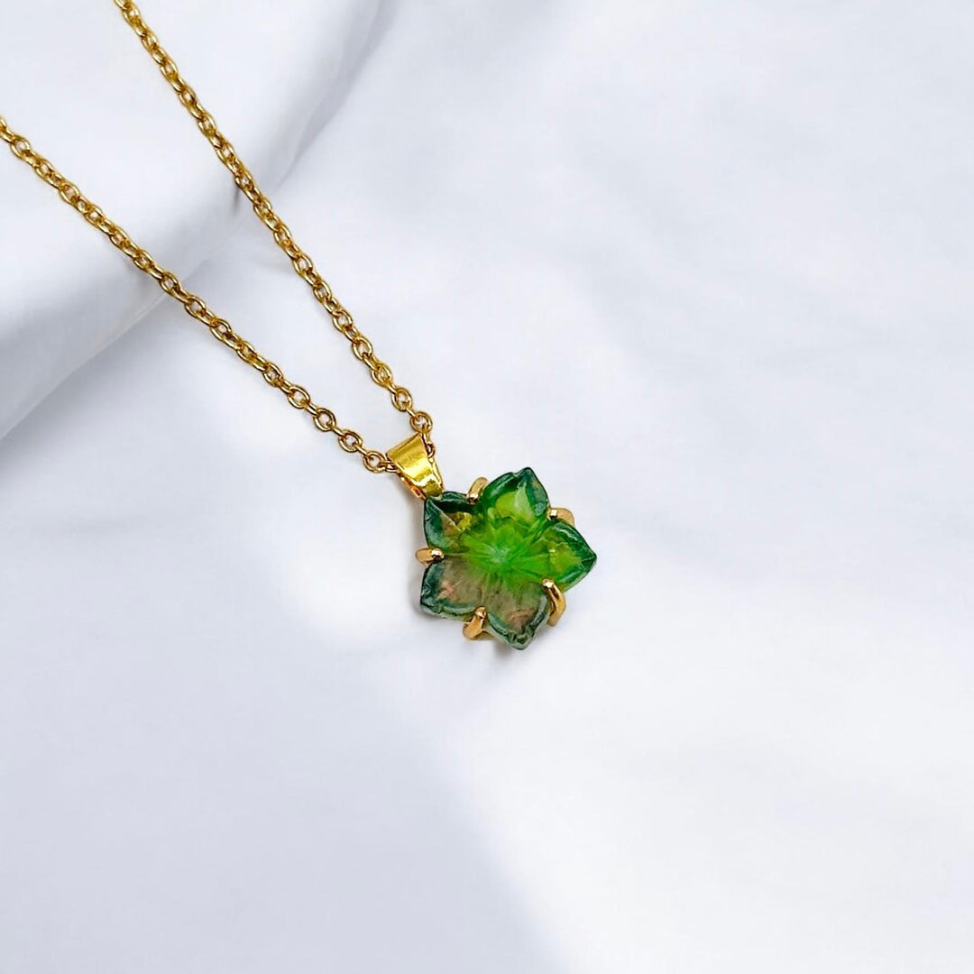 AAA Green Fluorite Flower Pendant, Hand Carved Fluorite Flower Necklace For Her, 14 mm Flower, Birthday Gift For Women, Bridesmaid Gifts