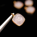 Load image into Gallery viewer, Natural Rose Quartz Flower Pendant 17mm, 925 Sterling Silver Gold Plated Square Shape Rose Quartz Charm  For DIY Jewelry