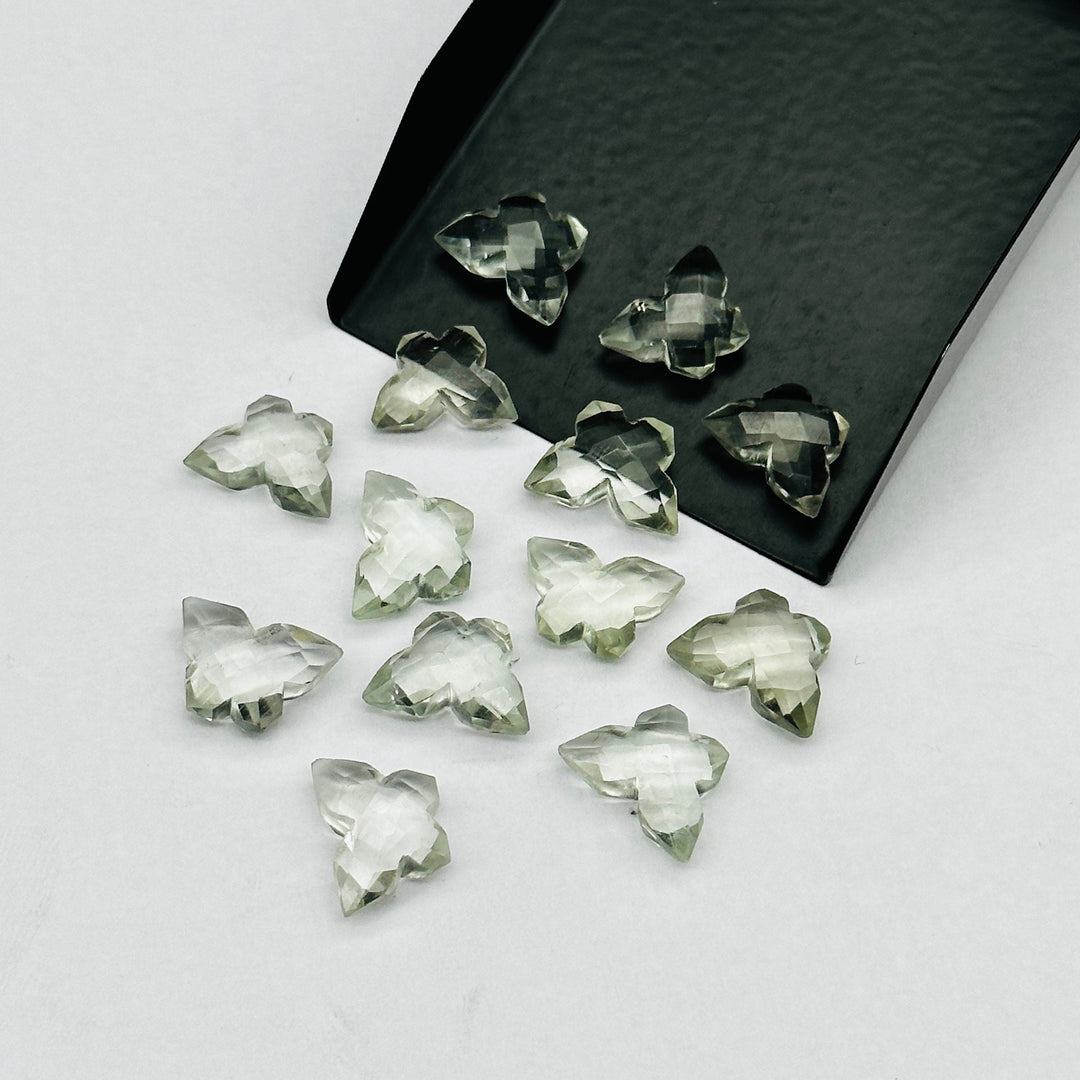 Natural Green Amethyst Butterfly Shape Gemstone Beads, Loose Faceted Gemstone Carving, Amethyst Jewelry Making Wholesale Beads, 14x10 MM