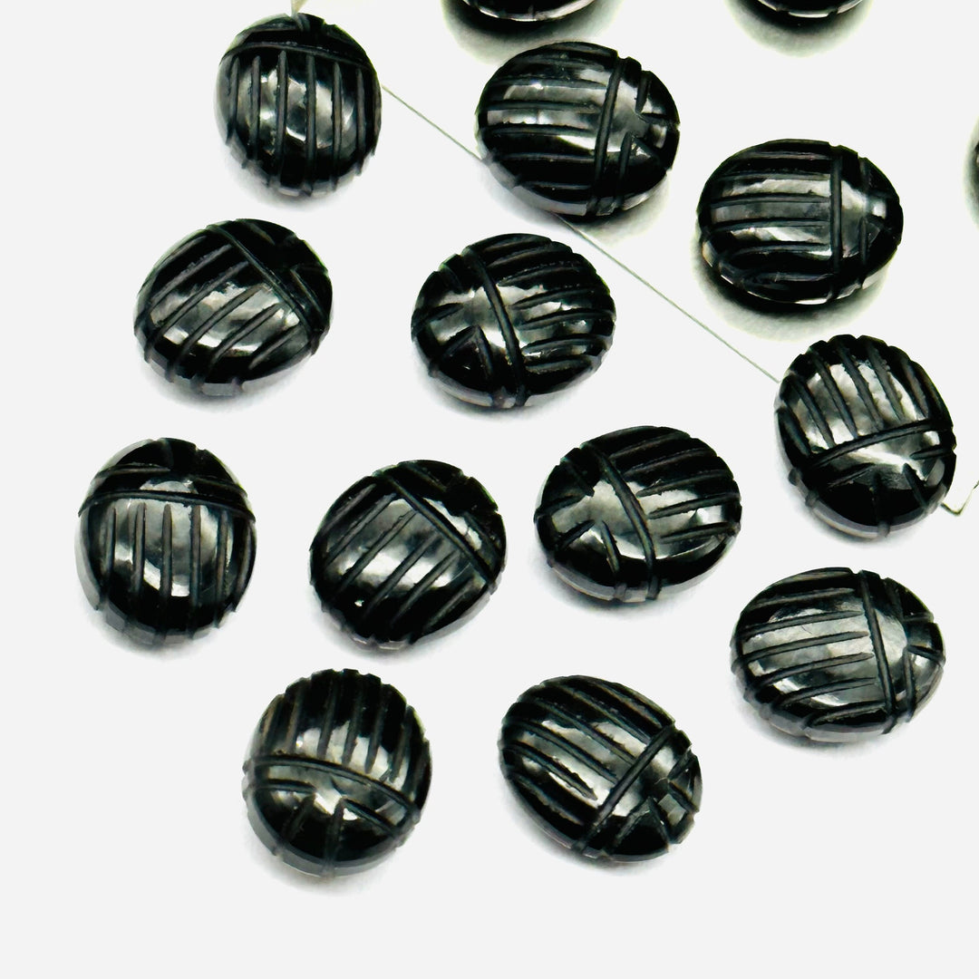 Natural Black Onyx Scarab Shape Gemstone Beads, Black Onyx Beetle Face Carving Beads, Animal Carvings Gemstone Charm Beads, 10X12 MM