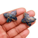 Load image into Gallery viewer, 1 Pc Blue Copper Mohave Turquoise Faceted Butterfly Beads, Faceted Carved Gemstone Charms for Jewelry Making, 18X28 MM, Turquoise Carvings