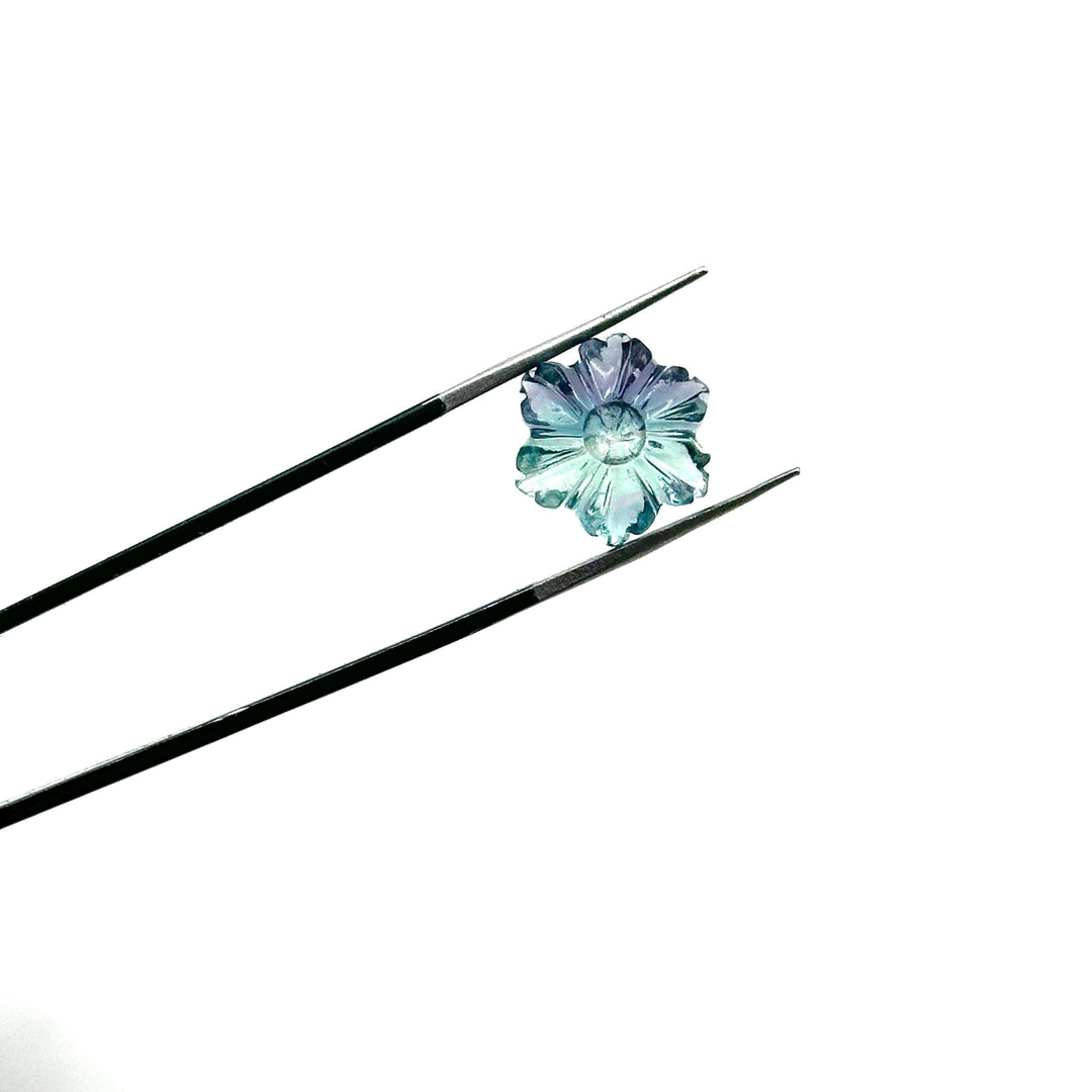 Superb Multi Fluorite Flower Shape Gemstone, AAA Natural Fluorite Flower Carving, Hand Carved Mini Flower Charm for Jewelry, 12 MM