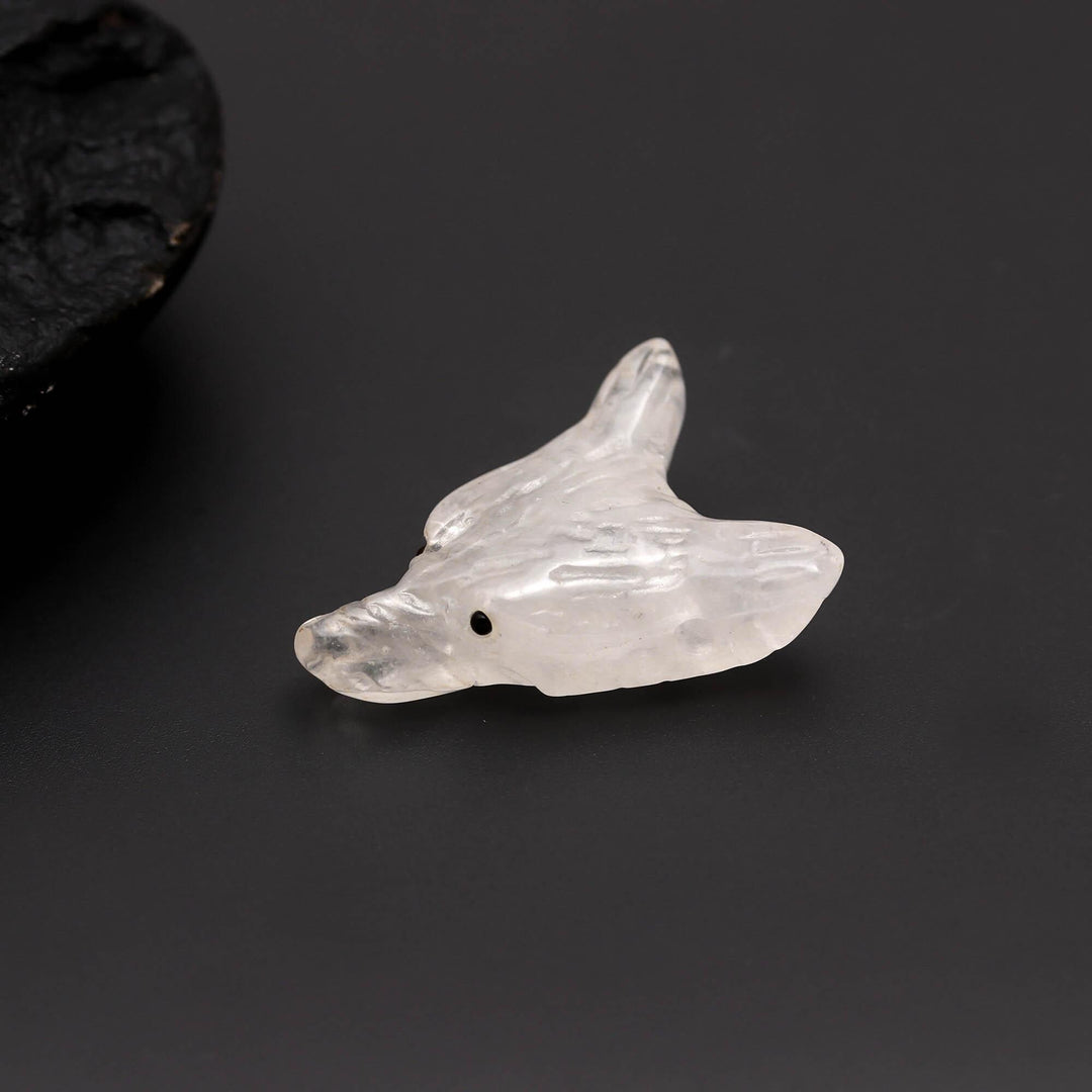 Natural Crystal Quartz Fox Head, AAA Onyx Jewelry Making Gemstones Side Drill from Ear, Head Carved Beads, Reiki Healing Crystal, Home Decor