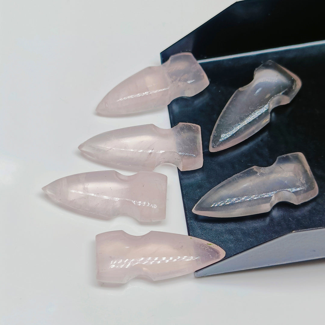 Natural Rose Quartz Bullet Shape Carving Beads, 20X10 MM Hand Carved Bullet Shape Loose Gemstone Beads, Quartz Crystal Gemstones for Jewelry