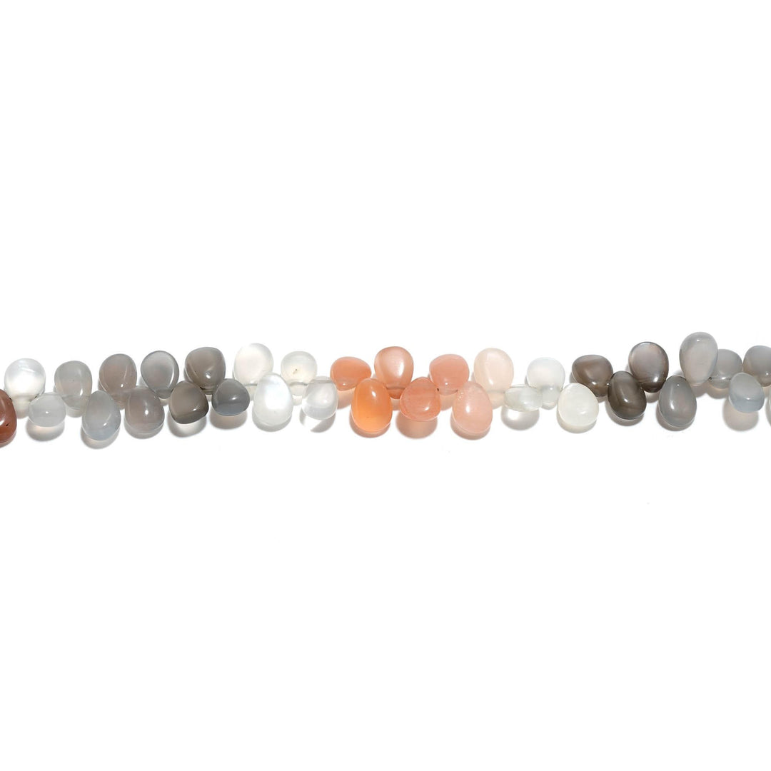 Multi Moonstone Pear Shape Beads, Chocolate, Peach, White, Gray Moonstone Smooth Pear Side Drill Beads for Jewelry Making, 7 Inch, 8-9 MM