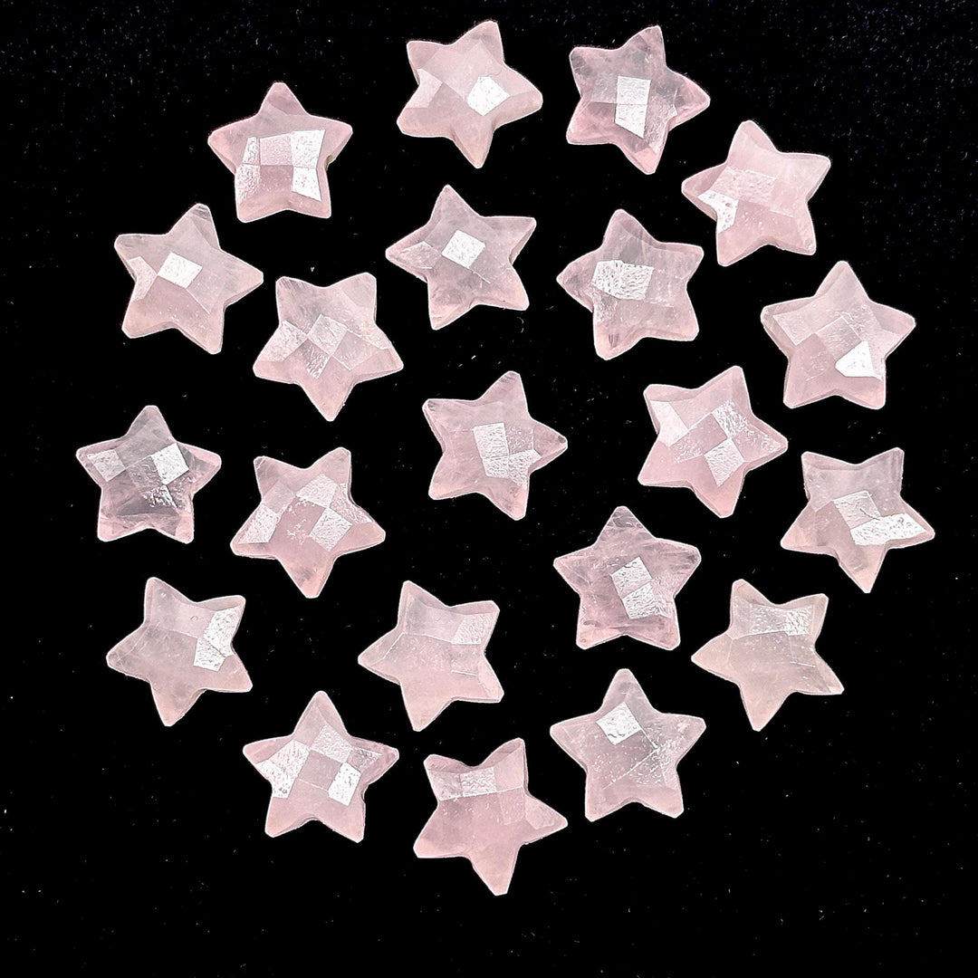 Natural Rose Quartz Star Shape Briolettes, AAA Pink Quartz Faceted Star Charms, Wholesale Loose Beads for Jewelry, 12 MM, Star Crystal Beads
