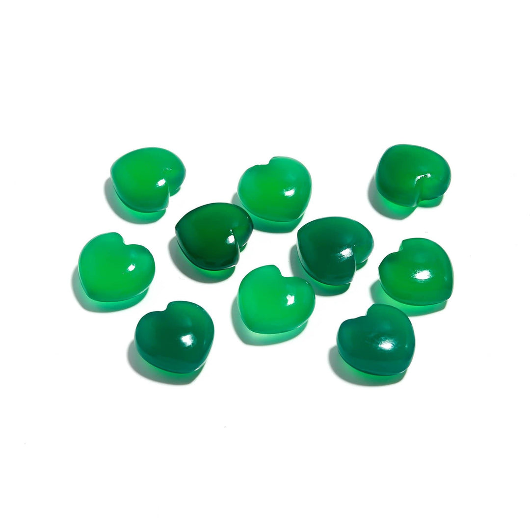 Natural Green Onyx Heart Shape Briolette's, Green Onyx Smooth Heart Shape Beads, AAA Hand Carved Charm for Jewelry Making 12 MM