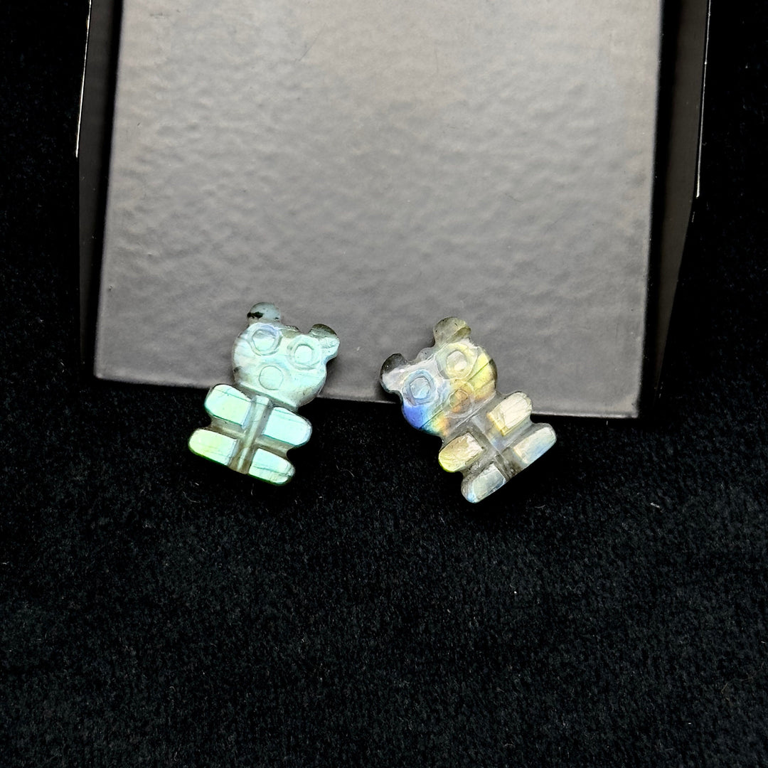 Beautiful Tiny Labradorite Teddy Bear Gemstone, 10X15 MM Carving Gummy Bear Beads For Jewelry, Natural Labradorite Teddy Bear Charms