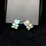 Beautiful Tiny Labradorite Teddy Bear Gemstone, 10X15 MM Carving Gummy Bear Beads For Jewelry, Natural Labradorite Teddy Bear Charms