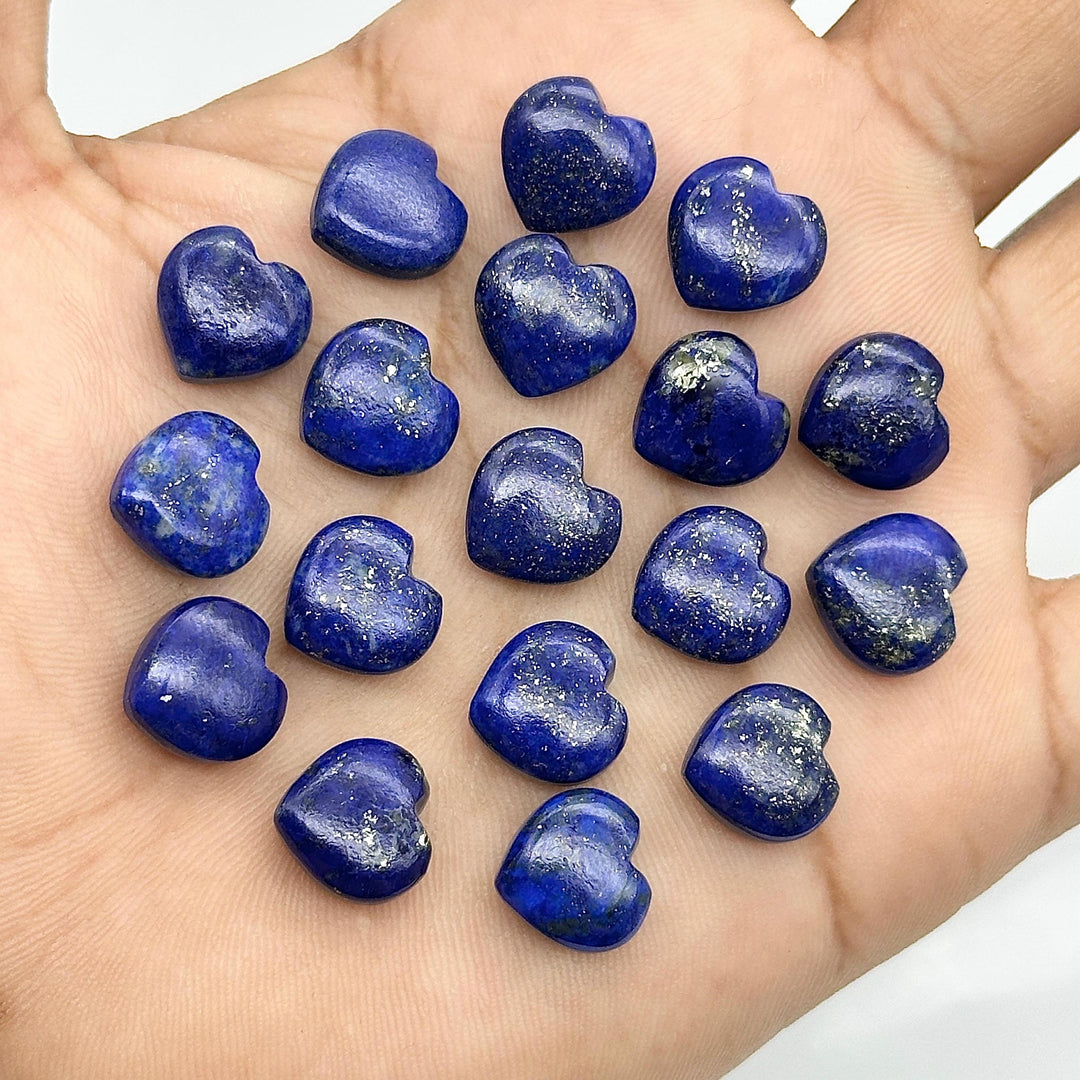 Hand Carved Lapis Lazuli Heart Beads: AAA Quality, 12mm