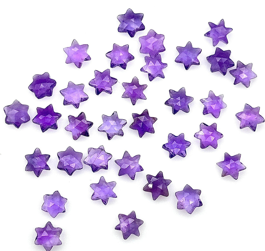 Super Cute Natural Amethyst Stars, Purple Amethyst Star Shape Beads, 6 MM Star Shape Gemstone for Jewlery, 6 Sides Carving Star Beads