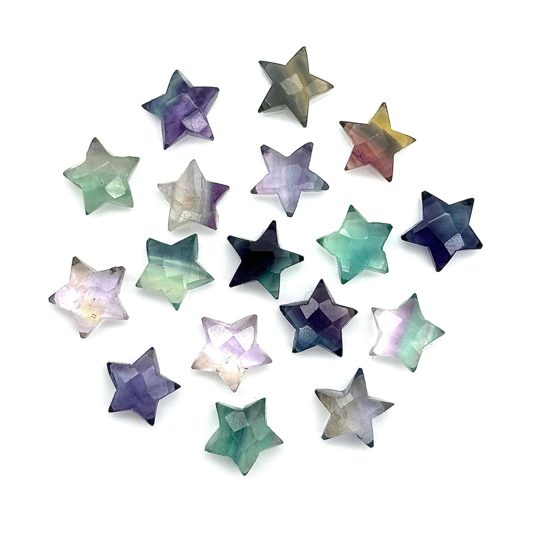 AAA Fluorite Faceted Star Shape Briolettes, Rainbow Fluorite Star Shape Gemstone Beads, Multi Fluorite Star Shape Loose Beads, 10 MM Stars