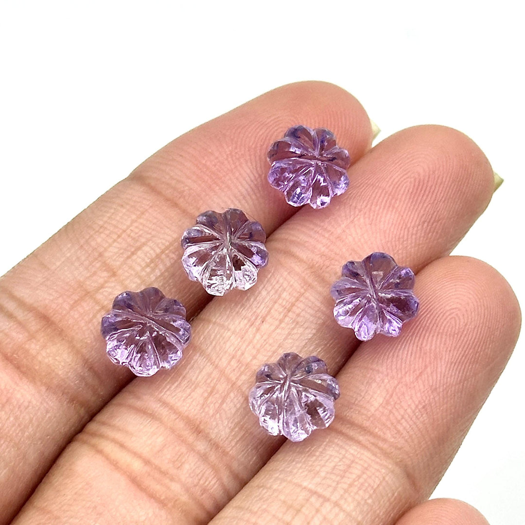 Superb Quality Pink Amethyst Melon Shape Beads, Hand Carved Pumpkin Shape Gemstone Beads, 6X8 MM Natural Amethyst Beads For Jewelry & Craft