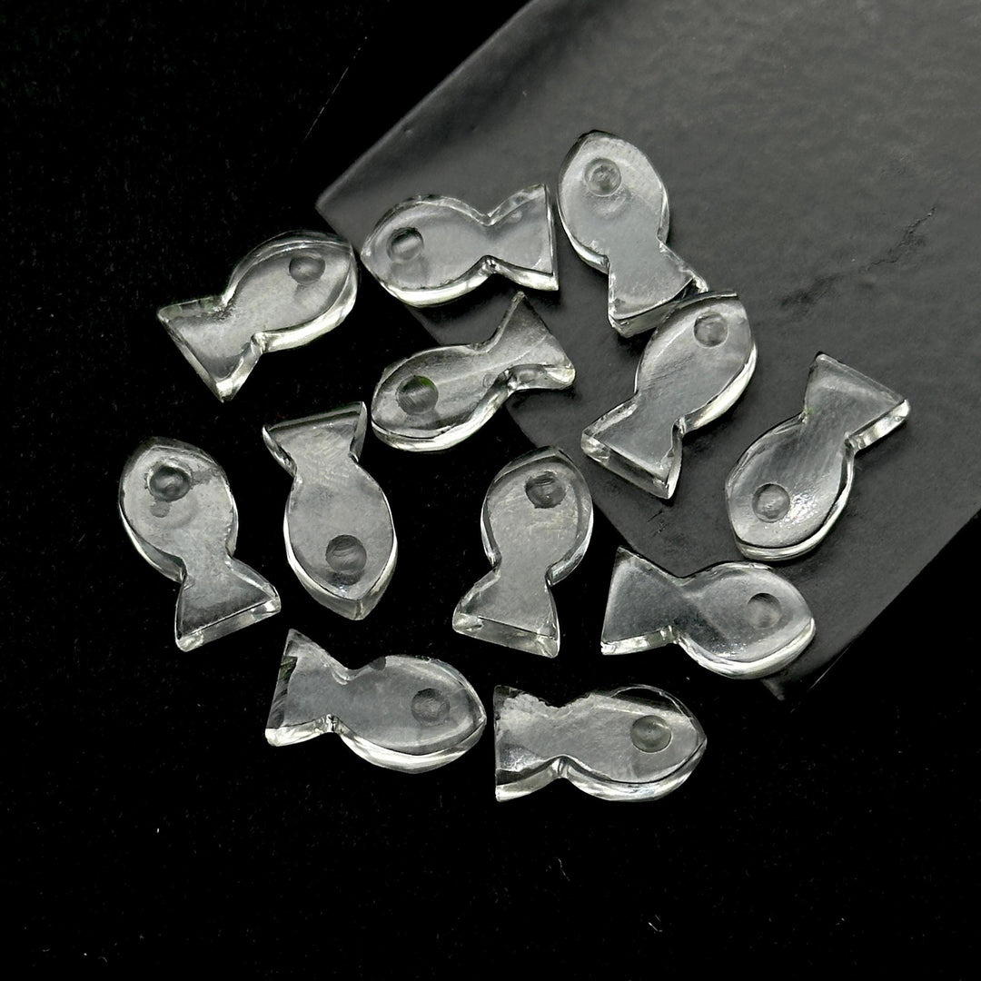 Natural Crystal Quartz Fish Charm Beads, Fancy Fish Shape Carved Gemstone, 7X14 MM, Goddess Power Stone Carving, Jewelry Making Diy Beads