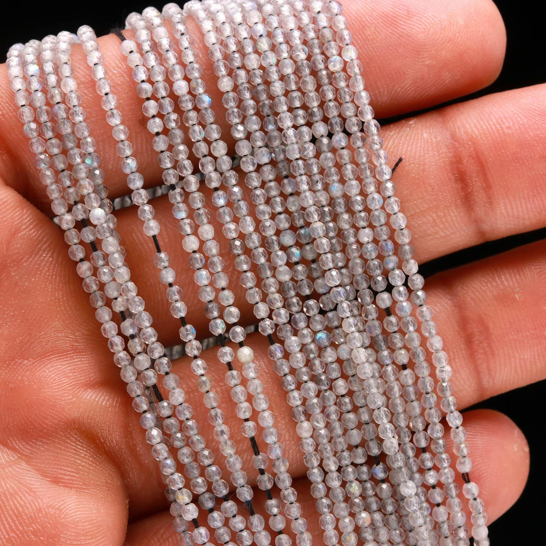 Natural Labradorite Round Beads, Flashy Labradorite Micro Faceted Round Beads, Jewelry Making Loose Gemstone Beads 2-2.5 MM