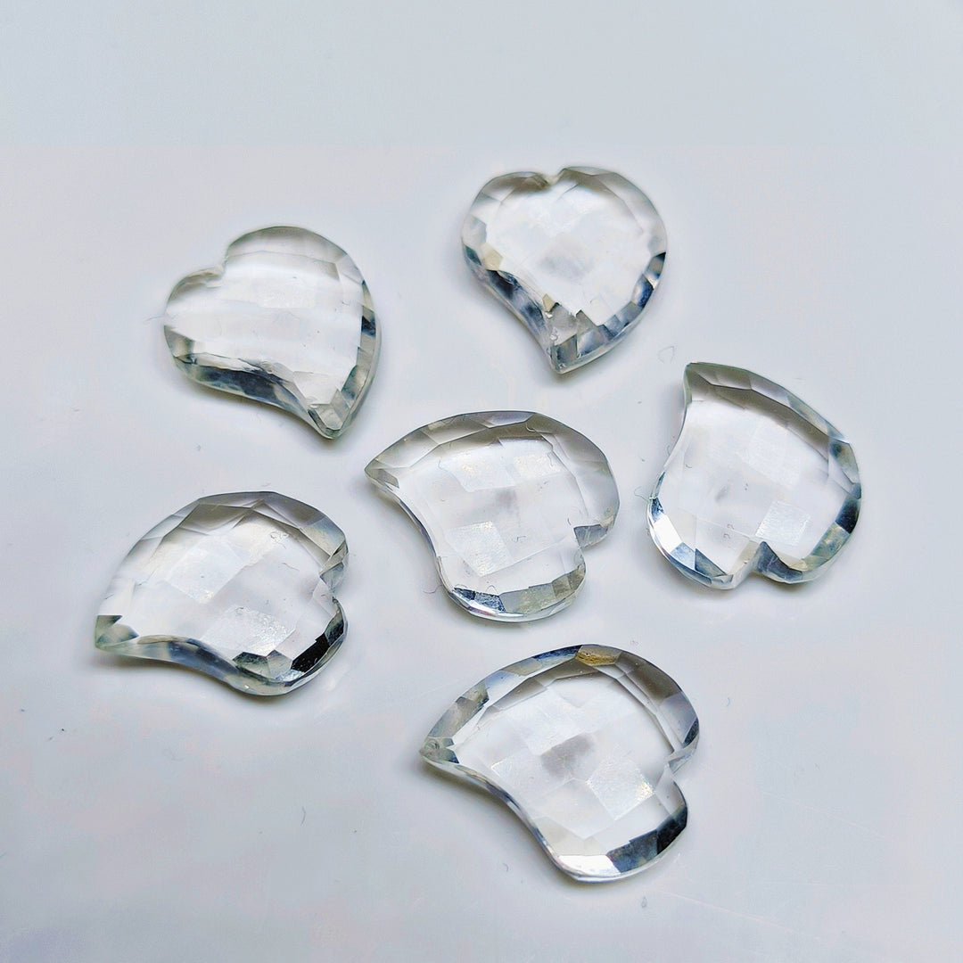 2,3,4,5,6 pcs 100% Natural Crystal Quartz Heart Shape Gemstone, Natural Heart Shape Gemstone, Gemstone For Jewellery, 15X13 mm (Approx)