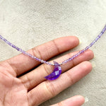 Load image into Gallery viewer, Natural Amethyst Beaded Necklace, Hand Carved Moon Charm Necklace, Cresent Moon Healing Power Necklace, Gift for Her, February Birthstone