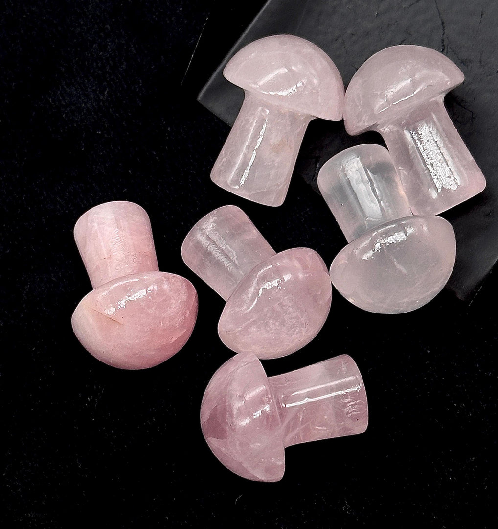 1 pc Mushroom Shape Gemstones, Natural Rose Quartz Mushroom Shape Stone, 22 MM Mushroom Carving Stones, Mushroom Crystal, Healing Crystals
