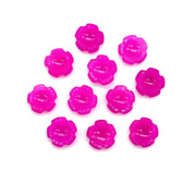 Pretty Hot Pink Chalcedony Flower Shape Gemstone Carvings, Both Side Pink Carved Flower, 11 MM, Jewelry Making Flower Charms, Loose Beads