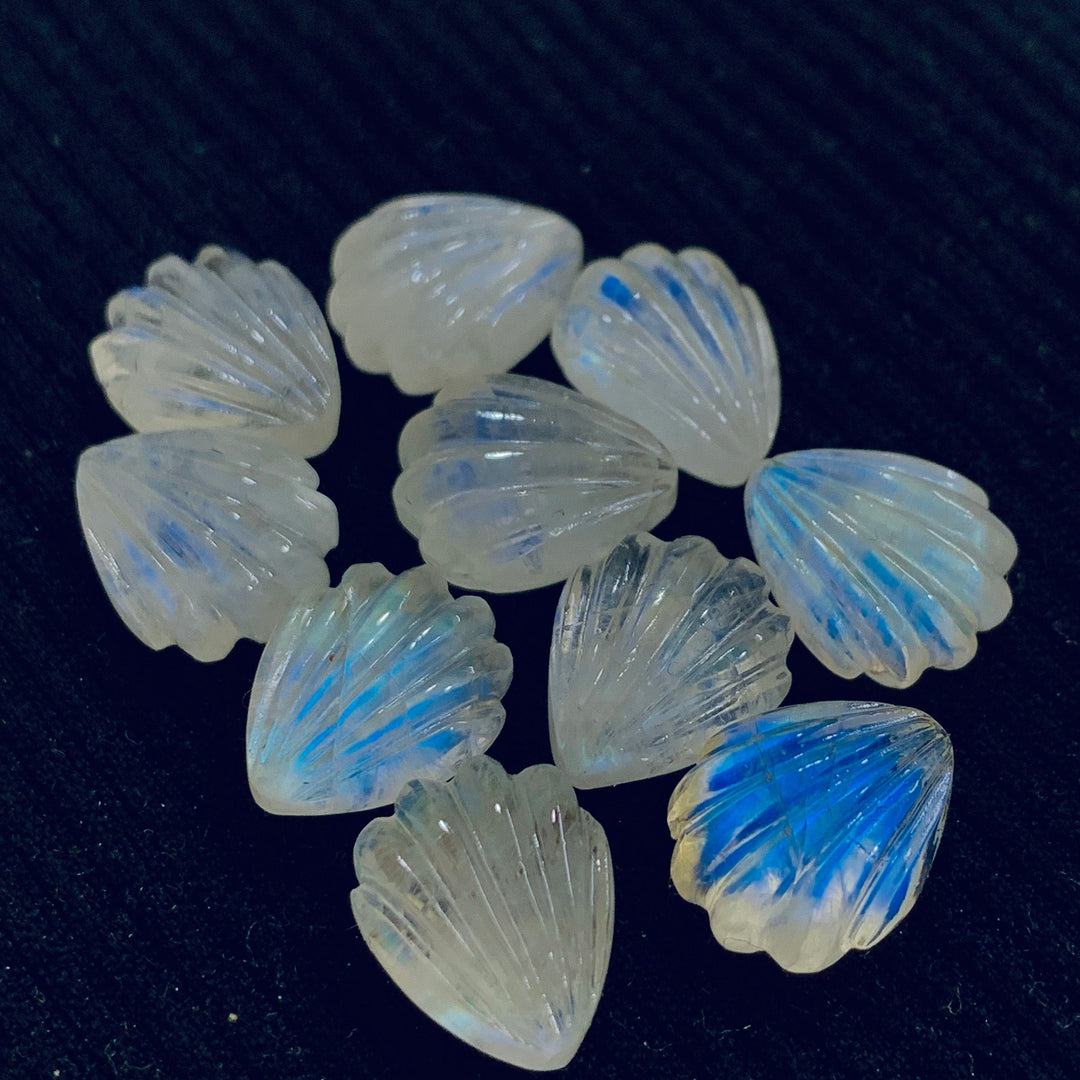 2,3,4,5,6 pcs 100% Natural Rainbow Moonstone Fancy Shape Carved Gemstone, Fancy Shape Carving, Carved Gemstone For Jewellery 12.3X10 mm