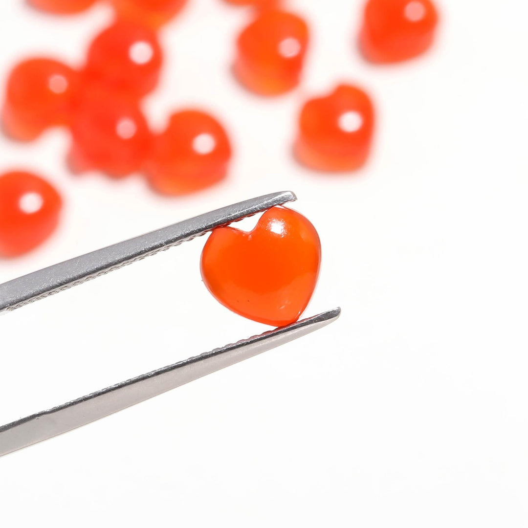 Genuine Carnelian Heart Shape Beads, Orange Carnelian Heart Shape Charms, Mini Plain Heart Briolette's for Jewelry Making, 8 MM