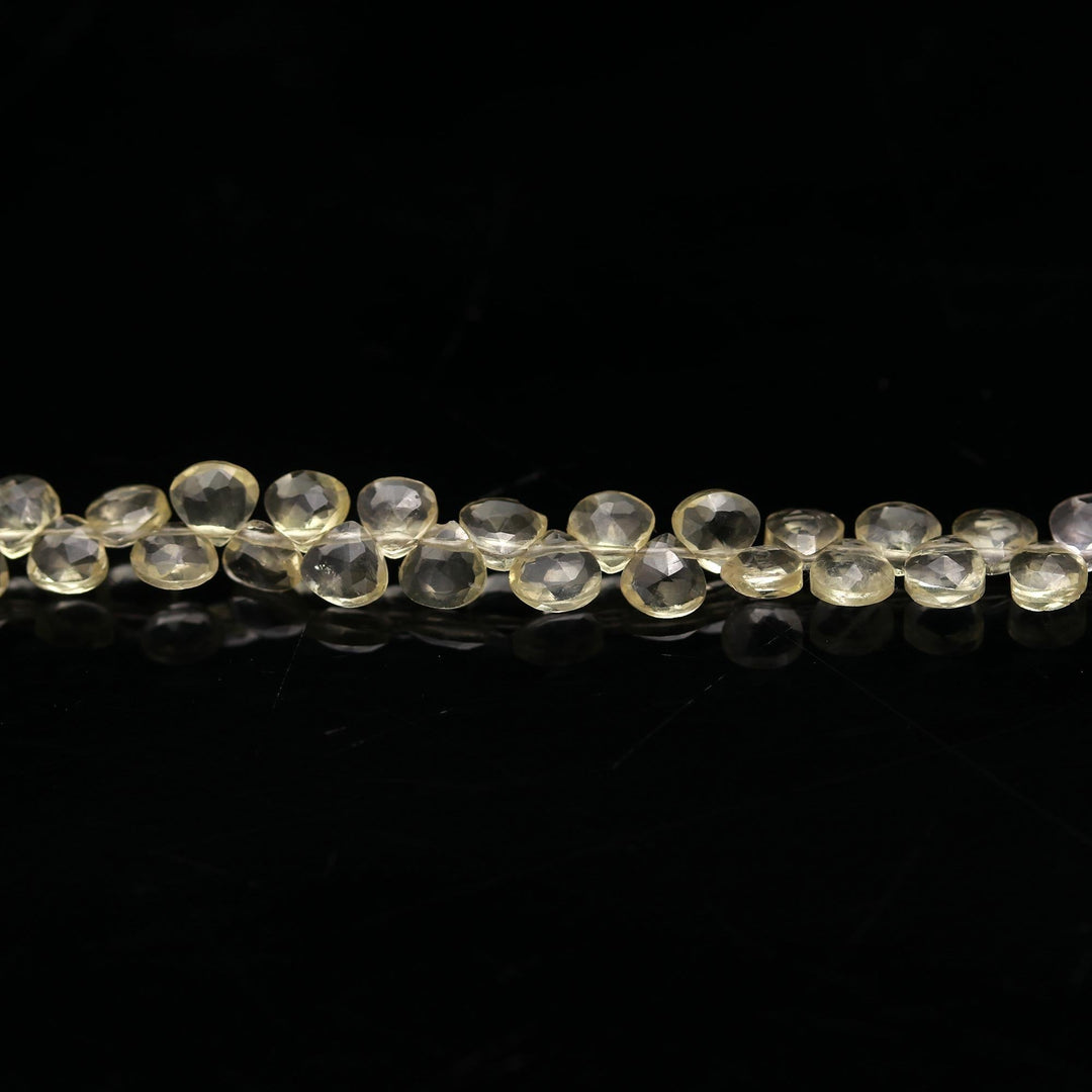 Lemon Quartz Heart Shape Beads, AAA Lemon Heart Shape Briolettes, Faceted Heart Beads, 5 MM Gemstone Beads, 6" Strand Jewelry Making Beads