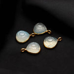 Load image into Gallery viewer, Aqua Chalcedony Flower Pendant 17mm, 925 sterling Silver Gold Plated Heart Shape Charm Pendant For Making Jewelry