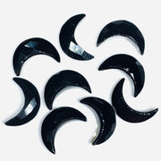 2,3,4,5 Pcs Natural Black Onyx Hand Carved Moon Shape Briolettes,  Faceted Carved Moon Shape Gemstone For Jewellery, Moon Briolettes 17 mm