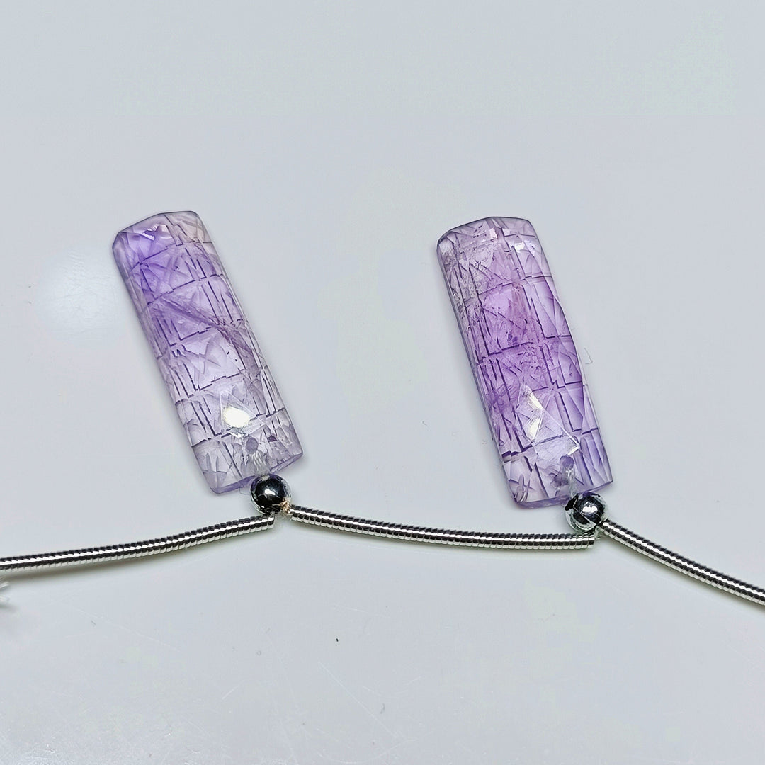 2 pcs set 100% Natural back side intersection carved buggets Shape Gemstone, Natural carved buggets, Gemstone forJewlery,25X8 mm (Approx)