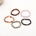Load image into Gallery viewer, Beaded Stackable Gemstone Rings, Stretchable 2 MM Round Faceted Beads Rings, Elastic Handmade Rings for Women, Promise Ring for Her