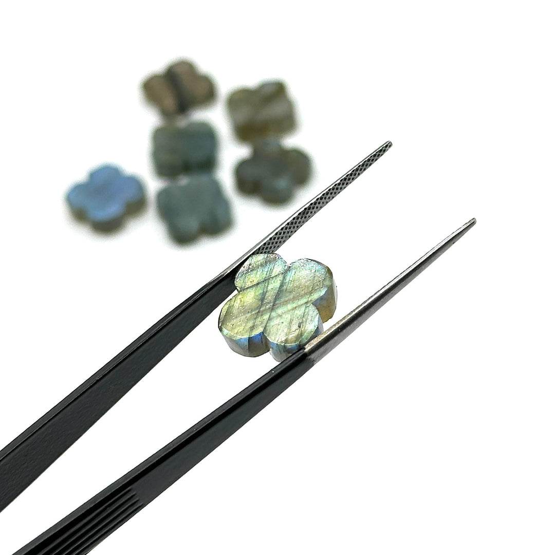 Natural Labradorite Clover Shape Beads, AAA Labradorite Four Leaf Clover Shape Gemstone, Loose Wholesale Beads for Jewelry, 12 MM